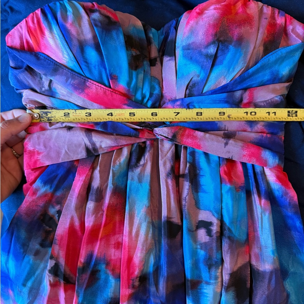 Jessica Simpson Twist Front Multicolor Strapless Maxi Dress Size 2 Formal Prom - Picture 5 of 8